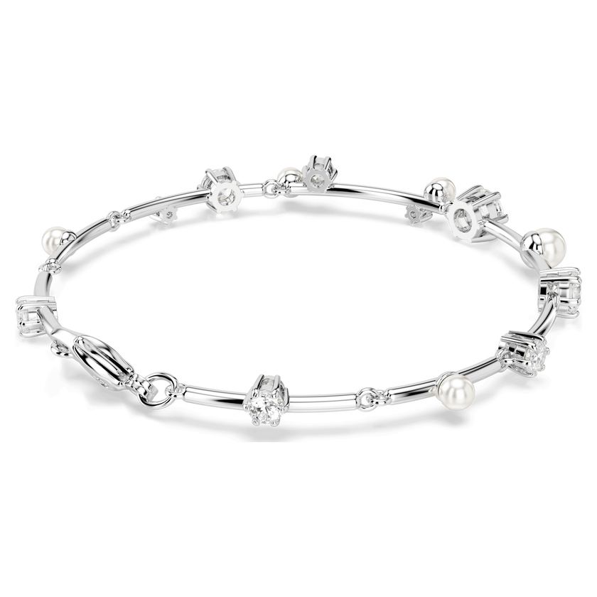 swarovski constella tennis bracelet  crystal pearl  round cuts  white  rhodium plated