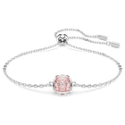 swarovski birthstone bracelet  square cut  june  pink  rhodium plated