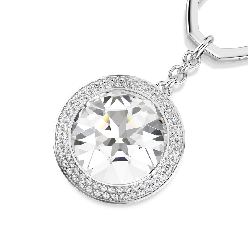 swarovski bag charm  round cut  white  rhodium plated
