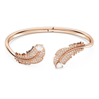 Nice bangle, Feather, White, Rose gold-tone plated