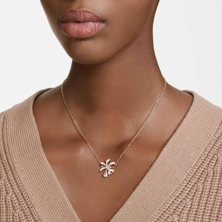 swarovski volta necklace  bow  small  white  rose gold tone plated