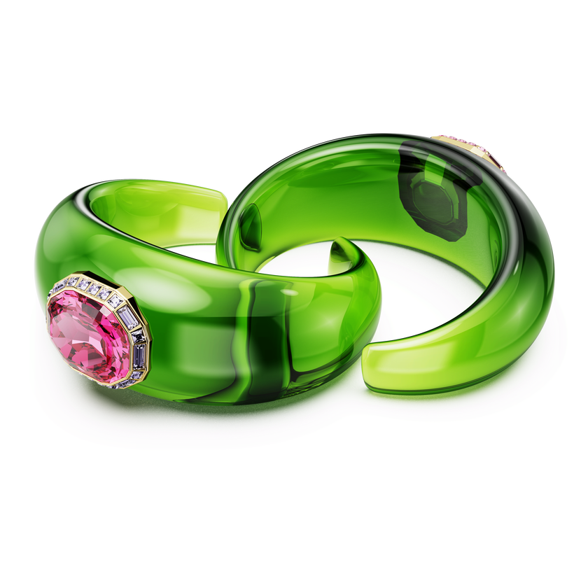 swarovski dulcis cuff  set  2   octagon cut  pav   multicolored  18k gold finish
