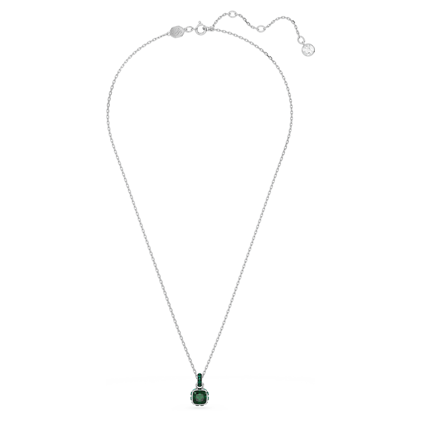 swarovski birthstone pendant  square cut  may  green  rhodium plated