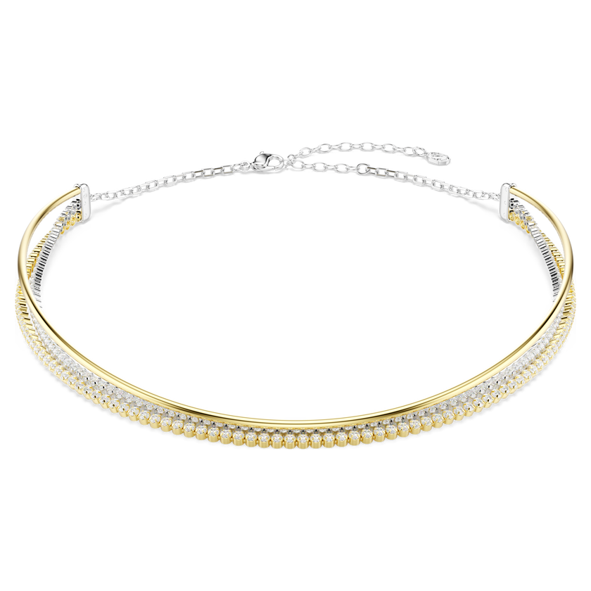 swarovski hyperbola necklace  round cut  white  mixed metal finish