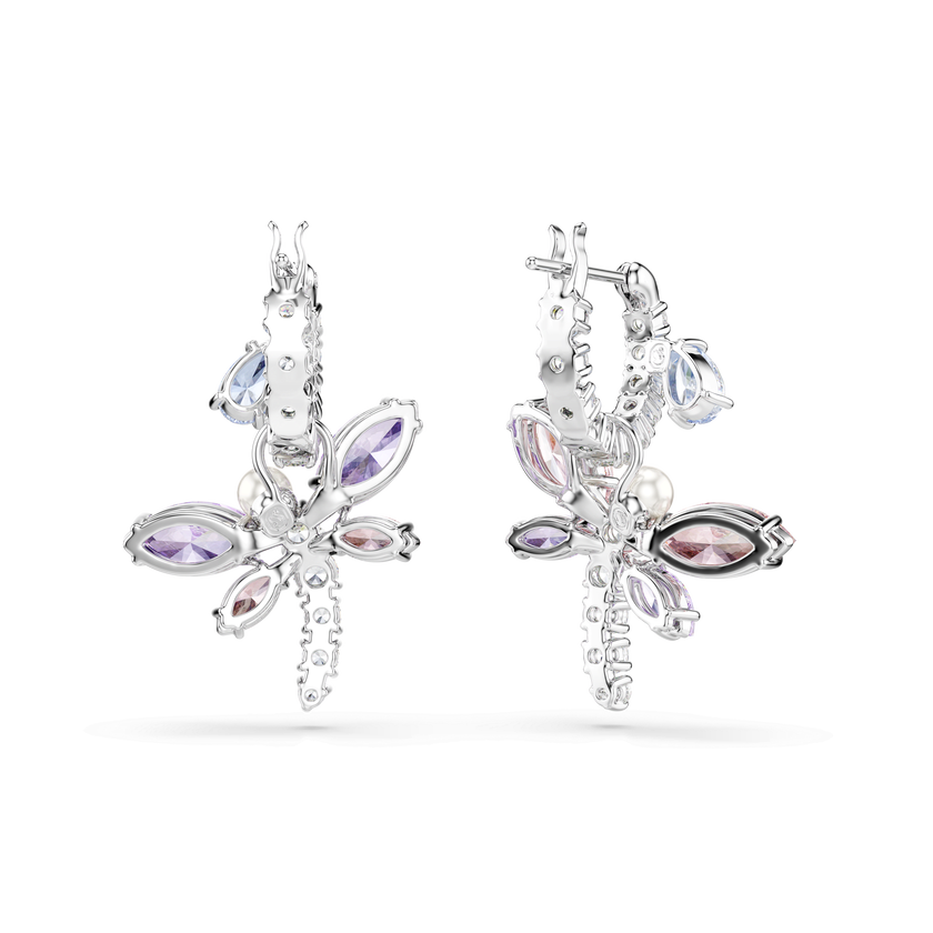 ariana grande x swarovski drop earrings  mixed cuts  dragonfly  multicolored  rhodium plated