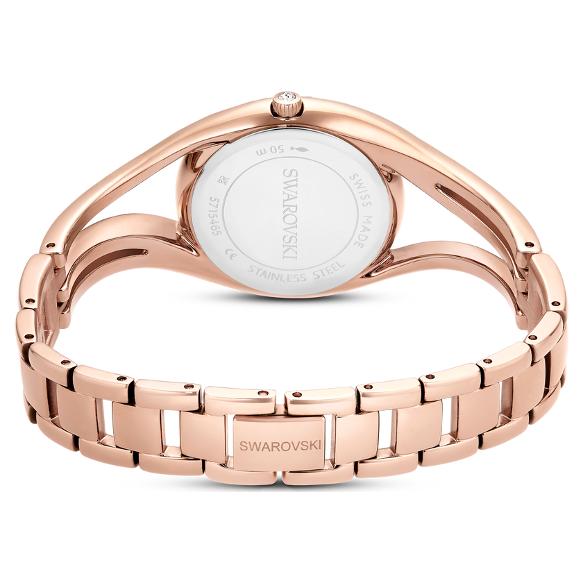 swarovski hyperbola bangle watch  swiss made  metal bracelet  rose gold tone  rose gold tone finish