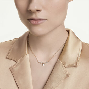swarovski matrix necklace  round cut  white  18k rose gold finish