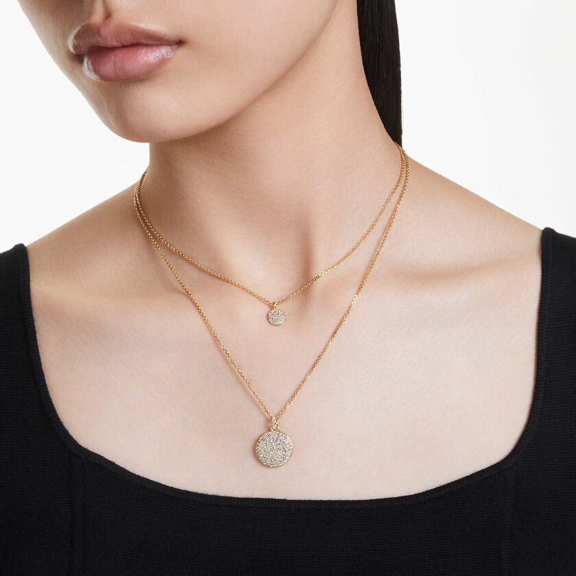 swarovski sublima layered pendant  white  gold tone plated