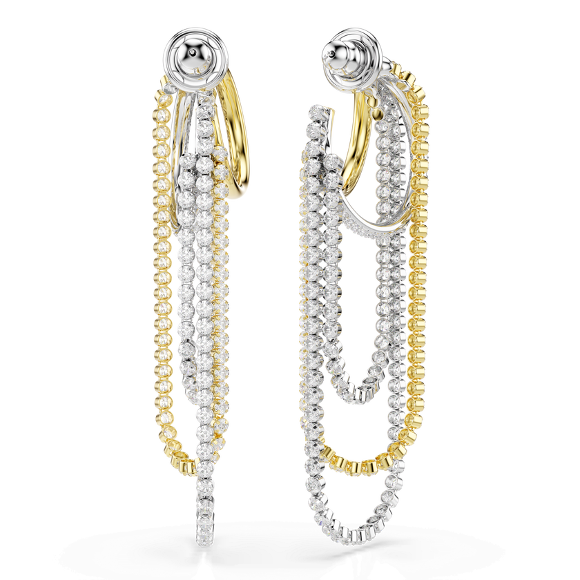 swarovski hyperbola earrings  layered  round cut  white  mixed metal finish