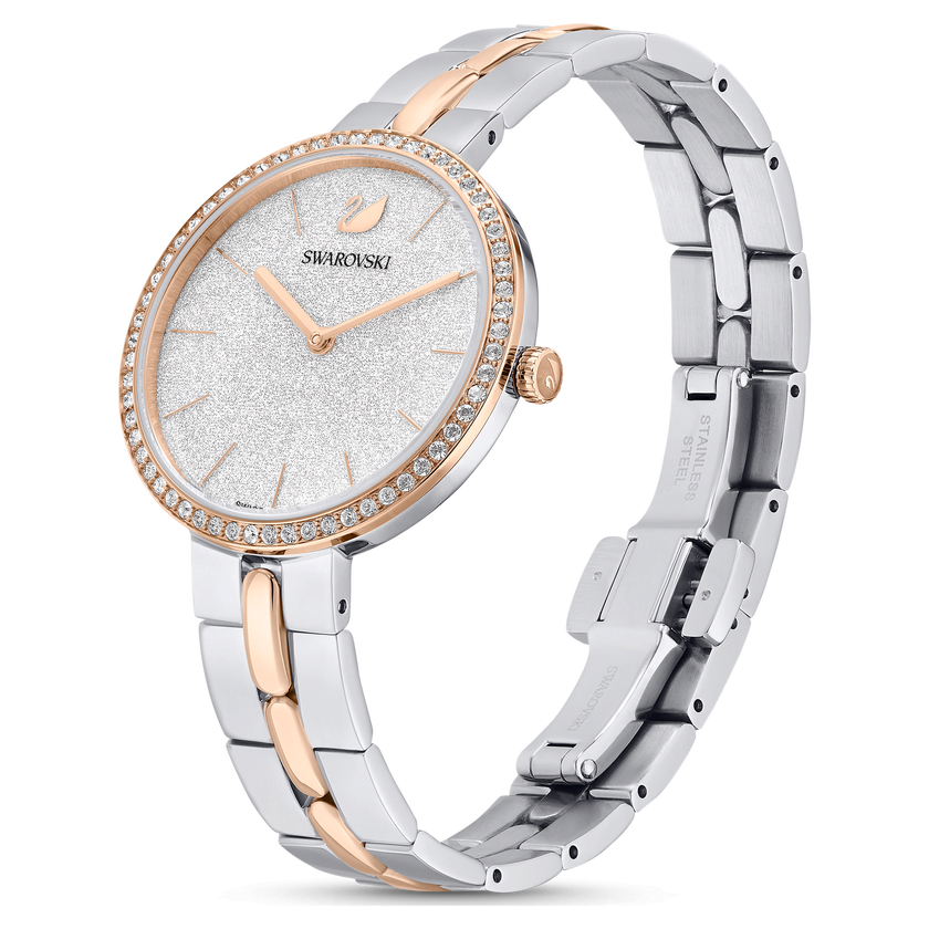 swarovski cosmopolitan watch  swiss made  metal bracelet  white  mixed metal finish