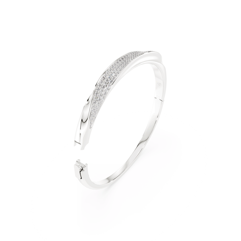 swarovski classica bangle  round cut  white  sterling silver