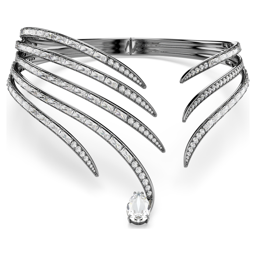 swarovski the vienna collection choker  feather  white  ruthenium plated