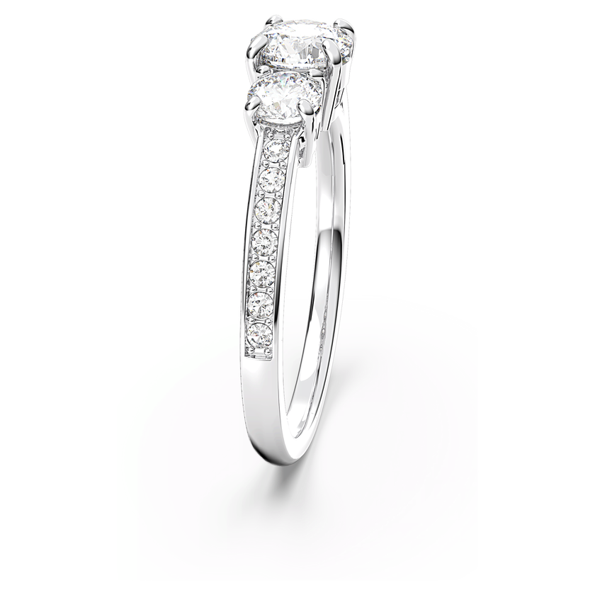 swarovski stilla attract ring  round cut  white  silver tone finish