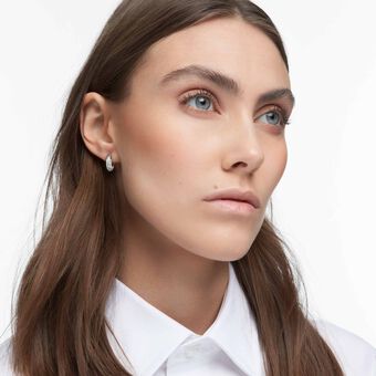 swarovski dextera hoop earrings  small  white  rhodium plated