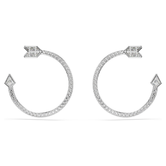 swarovski idyllia hoop earrings  mixed cuts  arrow  white  rhodium plated