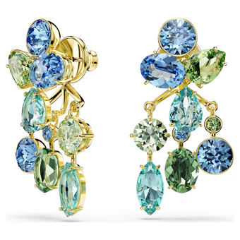 swarovski gema earrings  mixed cuts  multicolored  gold tone plated