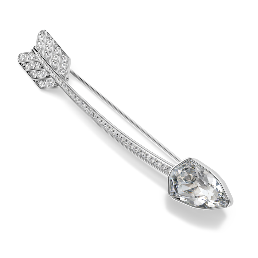 swarovski idyllia brooch  mixed cuts  arrow  white  rhodium plated