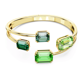 swarovski millenia bangle  octagon cut  green  gold tone plated