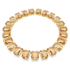 swarovski millenia tennis necklace  oversized crystals  octagon cut  caramel  gold tone plated