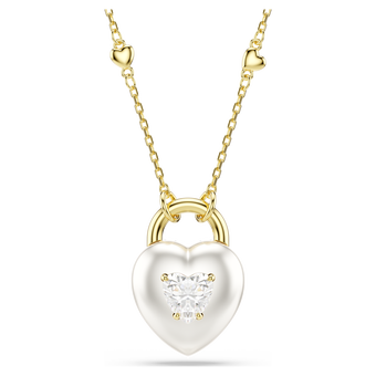 swarovski idyllia pendant  mixed cuts  heart  white  gold tone plated