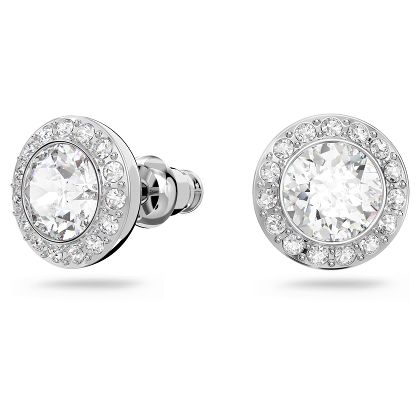 swarovski una angelic set  round cut  white  rhodium plated