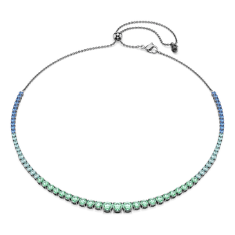 swarovski matrix necklace  gradient of round cuts  multicolored  ruthenium plated