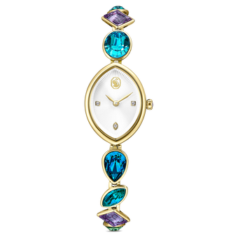 swarovski gema watch  crystal bracelet  gold tone  gold tone finish