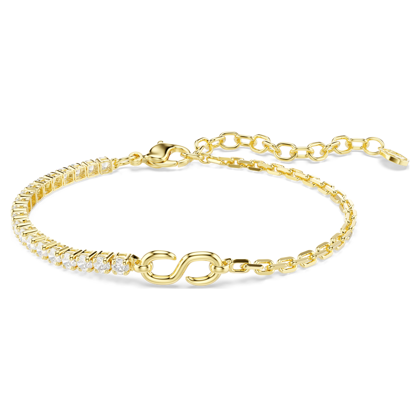 swarovski matrix bracelet  round cut  white  18k gold finish