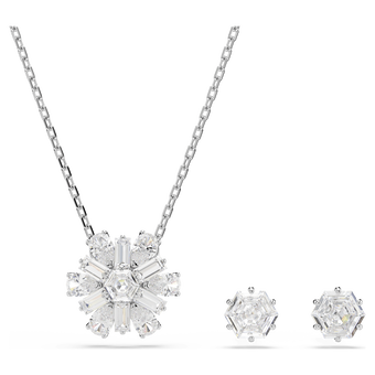 swarovski idyllia set  mixed cuts  snowflake  white  rhodium plated
