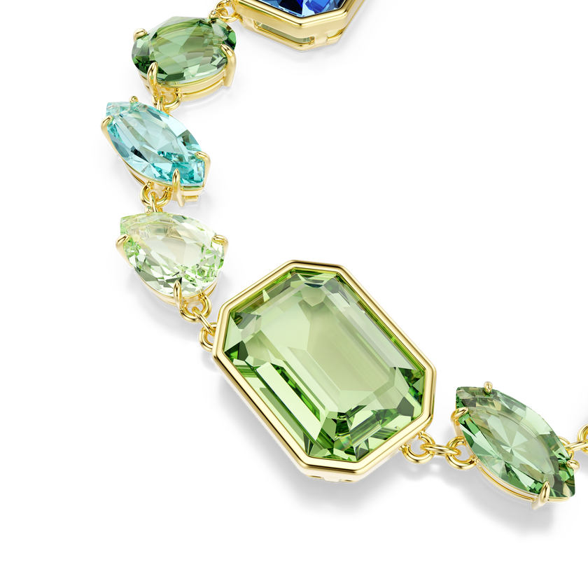 swarovski gema bracelet  mixed cuts  multicolored  gold tone plated