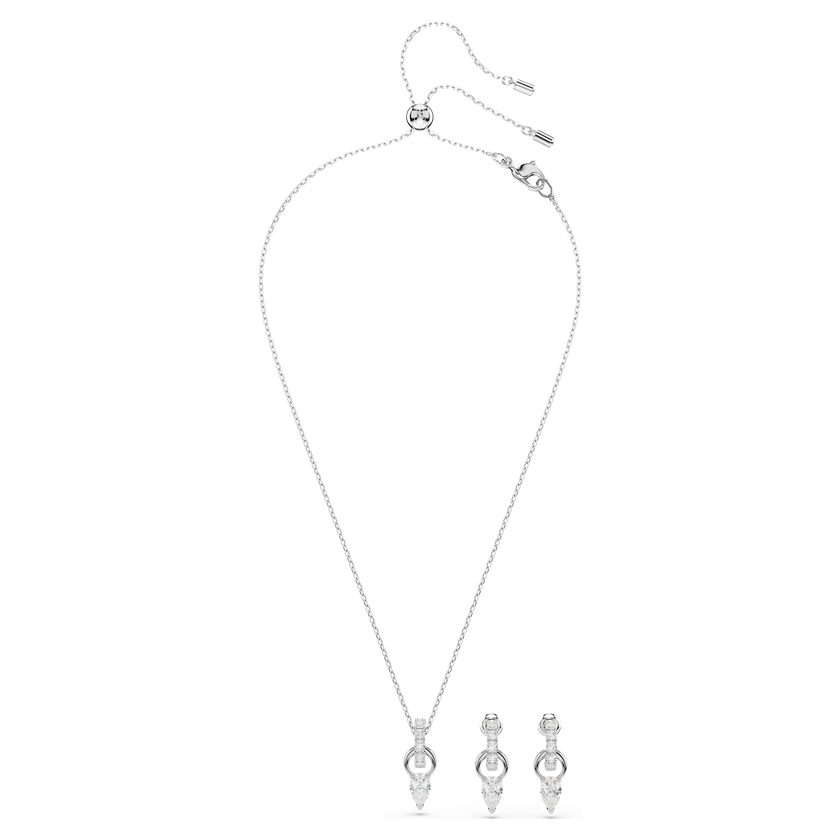 swarovski mesmera set  pear cut  round cut  white  rhodium plated