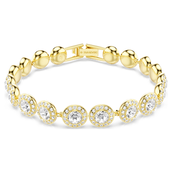 swarovski una angelic bracelet  round cut  pav   medium  white  18k gold finish