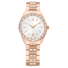 swarovski matrix date watch  swiss made  metal bracelet  rose gold tone  rose gold tone finish