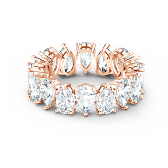 Vittore Pear Ring, White, Rose-gold tone plated