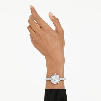 swarovski sublima bangle watch  swiss made  metal bracelet  silver tone  stainless steel