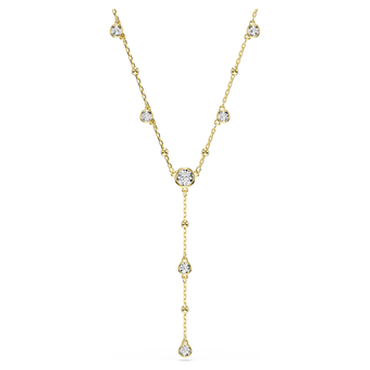 swarovski imber y necklace  round cut  white  18k gold finish