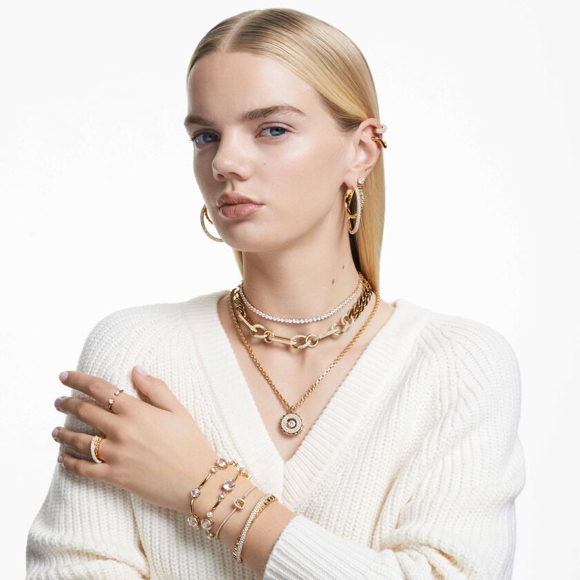 swarovski constella ring  set  2   round cut  white  gold tone plated