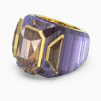 Chroma cocktail ring, Purple, Gold-tone plated