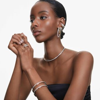 swarovski hyperbola choker  round cut  white  mixed metal finish