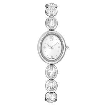swarovski imber oval watch  swiss made  metal bracelet  silver tone  stainless steel