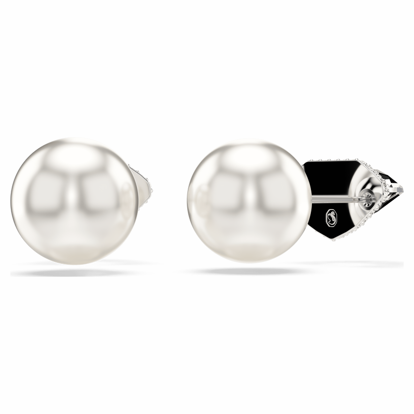 swarovski lucent stud earrings  pav   ball  white  rhodium plated