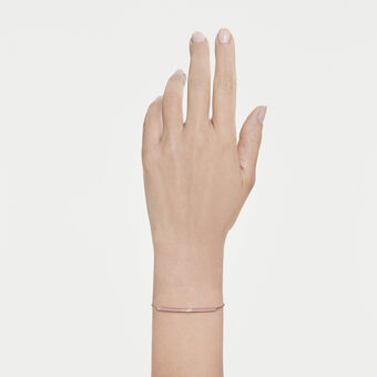 swarovski only bracelet  round cut  pink  18k rose gold finish