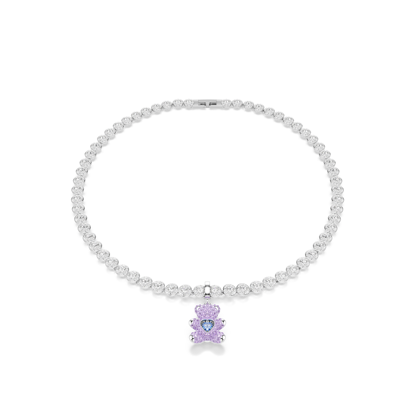 swarovski idyllia charm  mixed cuts  teddy  purple  rhodium plated