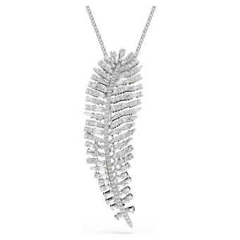 swarovski vienna pendant and brooch  mixed cuts  feather  white  rhodium plated