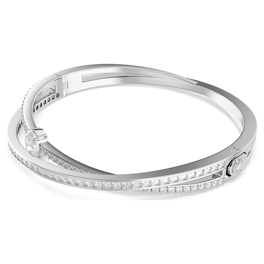 swarovski hyperbola bangle  mixed cuts  white  rhodium plated