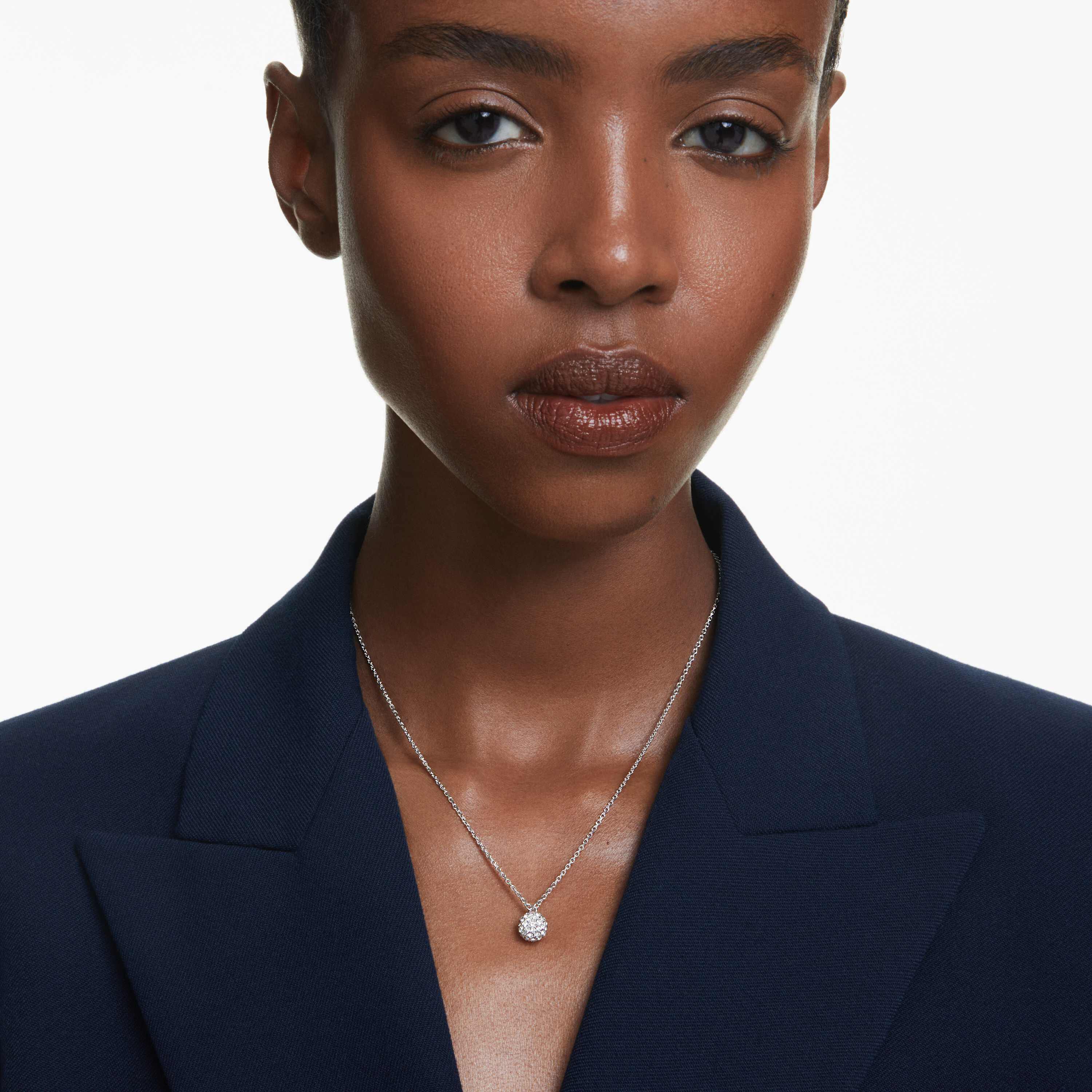 swarovski dextera pendant  round cut  sphere  white  rhodium plated