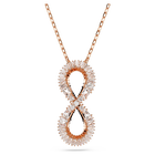 Hyperbola pendant, Infinity, White, Rose gold-tone plated