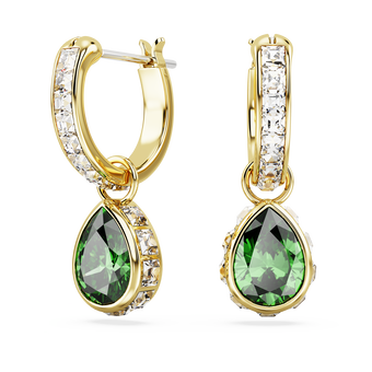 swarovski chroma drop earrings  pear cut  green  18k gold finish