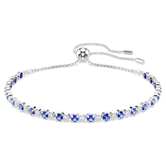 swarovski matrix tennis bracelet  mixed round cuts  blue  rhodium plated