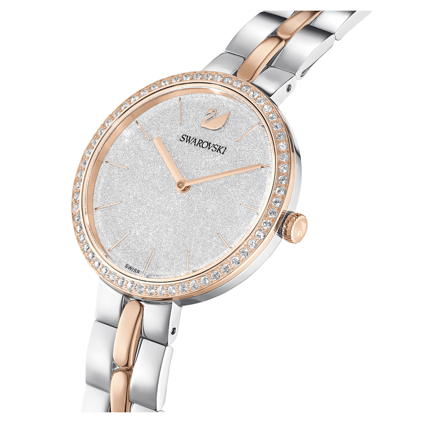 swarovski cosmopolitan watch  swiss made  metal bracelet  white  mixed metal finish
